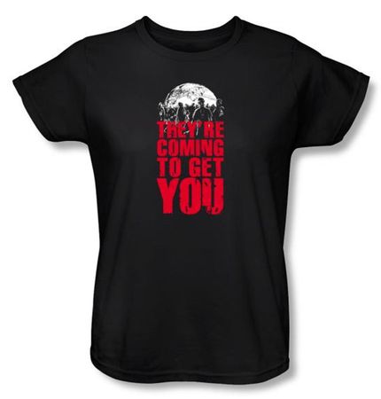 Zombie Ladies T-Shirt They're Coming To Get You Black Tee Shirt