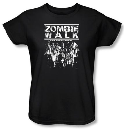 Zombie Ladies T-Shirt Walk Black Tee Shirt
