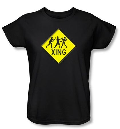 Zombie Ladies T-Shirt Xing Black Tee Shirt
