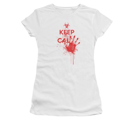 Zombie Shirt Juniors Keep Cal White Tee T-Shirt