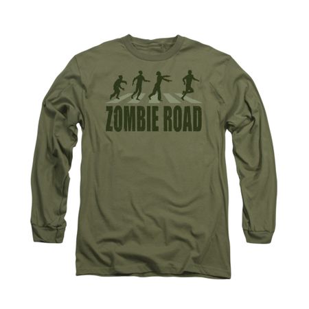 Zombie Shirt Road Long Sleeve Military Green Tee T-Shirt