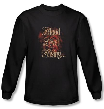 Zombie T-Shirt Blood Level Rising Black Adult Long Sleeve Tee Shirt