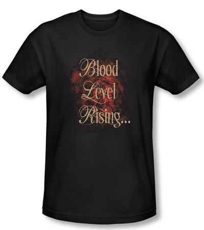 Zombie T-Shirt Blood Level Rising Black Adult Slim Fit Tee Shirt