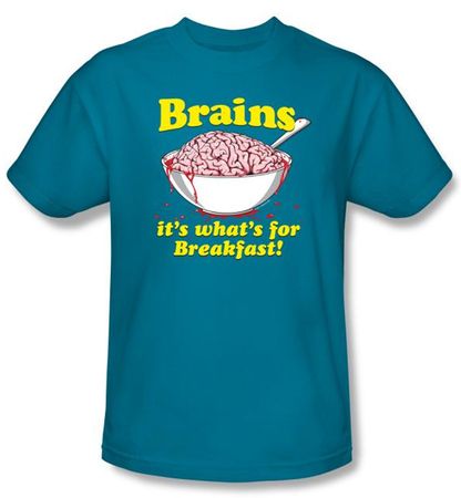 Zombie T-Shirt Breakfast Time Adult Turquoise Tee Shirt