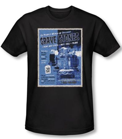 Zombie T-Shirt Ed Pitaph's Black Adult Slim Fit Tee Shirt
