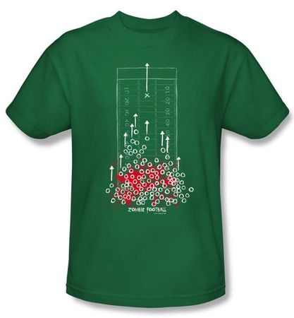 Zombie T-Shirt Football Adult Kelly Green Tee Shirt