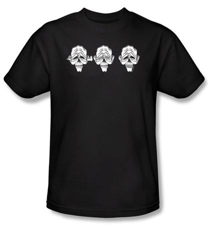 Zombie T-Shirt Hear No Heads Adult Black Tee Shirt