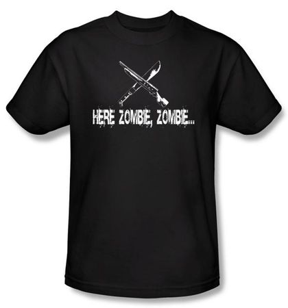 Zombie T-Shirt Here Zombie Zombie Adult Black Tee Shirt