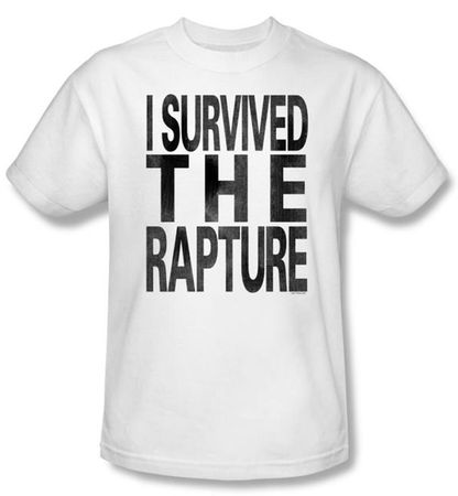 Zombie T-Shirt I Survived The Rapture Adult White Tee Shirt