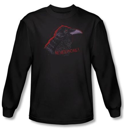 Zombie T-Shirt Nevermore Black Adult Long Sleeve Tee Shirt