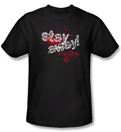 Zombie T-Shirt Stay Away Adult Black Tee Shirt