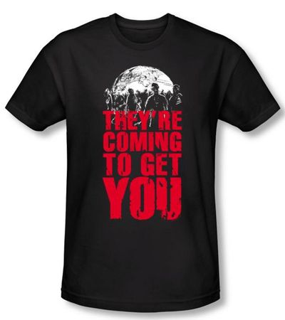 Zombie T-Shirt They're Coming To Get You Adult Black Tee Shirt