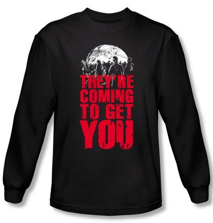 Zombie T-Shirt They're Coming To Get You Black Long Sleeve Tee Shirt
