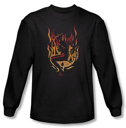 Zombie T-Shirt Vintage Laughing Beast Black Adult Long Sleeve Shirt