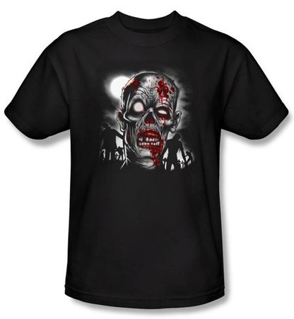 Zombie T-Shirt Walking Adult Black Tee Shirt