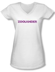 Zoolander Shirt Juniors V Neck Logo White Tee T-Shirt