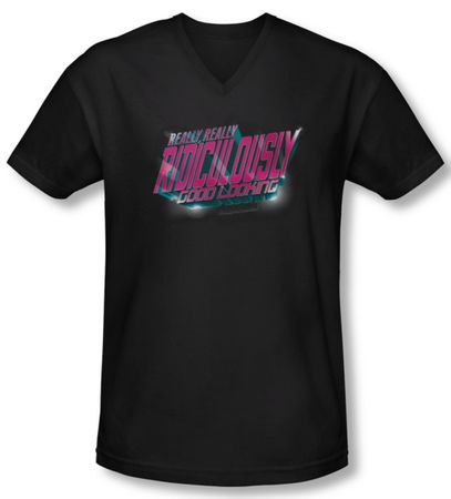 Zoolander Shirt Slim Fit V Neck Ridiculously Good Looking Black Tee