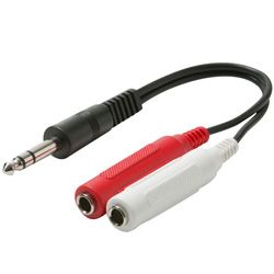 1/4" Stereo Male to Dual 1/4" Stereo Female Audio Splitter