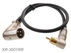 1.5ft Right-Angle XLR Plug to RCA Right-Angle Male Component Coaxial Cable