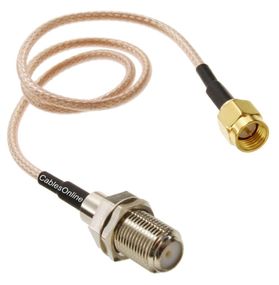1.5ft SMA Male to F Bulkhead Female RG316 Cable
