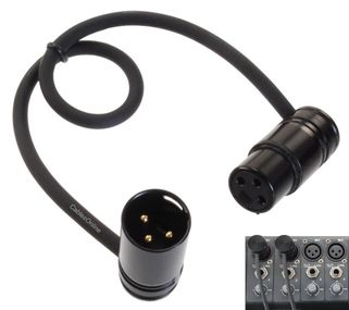  1' Low-Profile Right-Angle 3-Pin XLR Male to Female Adjustable-Angle Cable