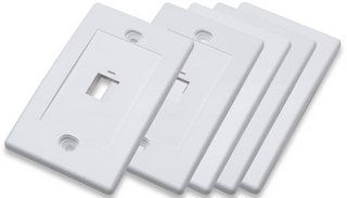 1-Outlet Flush-Mount Wall-Plate, White,  5-Pack, INTELLINET 771061