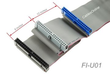 18" 40-Pin /80 Wires Ultra ATA 66/100 IDE 2 Dives Ribbon Cable