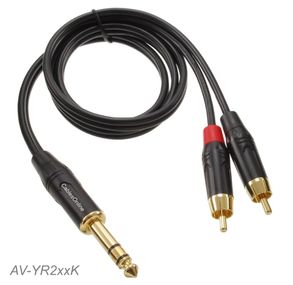 1ft 1/4" (6.3mm) TRS Stereo Male to 2-RCA (Left/Right) Male Audio Cable