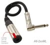 1ft 1/4" Right-Angle Mono TS Male to Locking Female Instrument Audio Extension