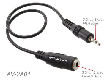 1ft 3.5mm Stereo Female to 2.5mm Stereo Male Audio Speaker/Headset Adapter Cable