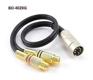 1ft 7-Pin Din Male to 2RCA Gold Female Audio Cable