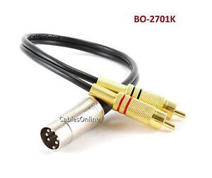 1ft 7-Pin Din Plug to 2RCA Plug BO, Naim, Quad Audio Cable