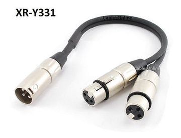 1ft Kirlin Pro XLR (3-Pin) Male Plug to 2-XLR Female Y-Splitter OFC Cable