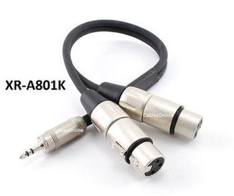 1ft Kirlin TRS 3.5mm Plug to 2-XLR Female OFC Noise-Free Audio Mixer Cable