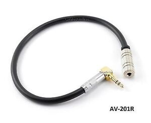 1ft long Right-Angle 3.5mm Stereo Male to Female Audio Extension Cable