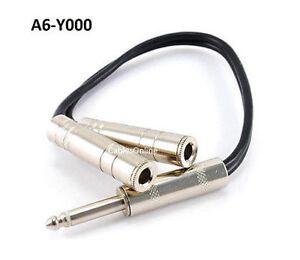 1ft Mono 1/4" Male to Dual Mono 1/4" Female 6.3mm Y-Splitter Cable