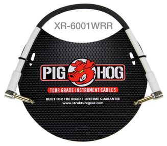1ft Pig Hog 1/4" 90-Degree Mono Male/Male, 8mm/OD 14AWG Instrument Cable