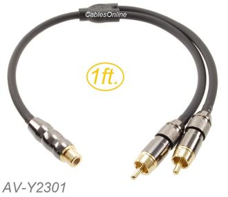 1ft Premium RCA Female to 2-RCA Male flexible & durable Audio Splitter