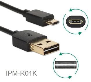 1ft Reversible USB-A Male to Reversible USB Micro-B Sync & Charger Cable, Black