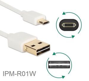 1ft Reversible USB-A Male to Reversible USB Micro-B Sync & Charger Cable, White