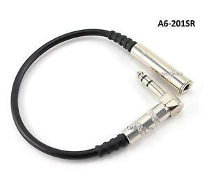 1ft Right-Angle 1/4" Stereo 6.3mm Male/Female Audio Extension Cable