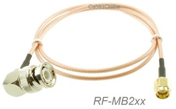 1ft SMA Male to BNC Right-Angle Male RG316 Cable