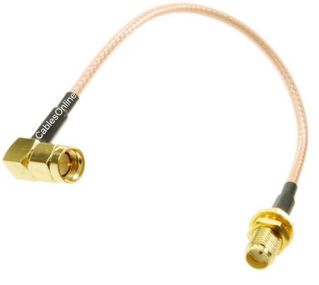 1ft SMA Right-Angle Male to SMA Bulkhead Female RG316 Cable