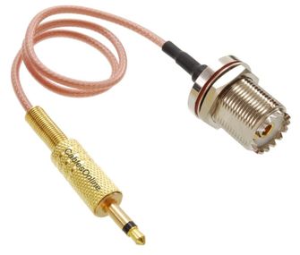 1ft UHF Bulkhead Female to 3.5mm TS Male RG316 Cable