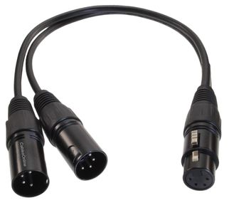 1ft XLR 4-Pin 1-Female to XLR 4-Pin 2-Male Y-Splitter Cable