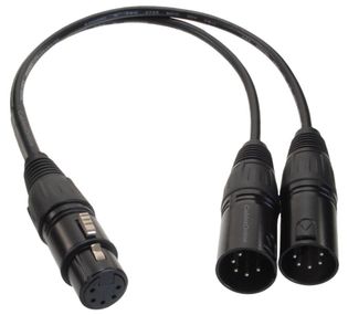 1ft XLR 5-Pin 1-Female to XLR 5-Pin 2-Male Y-Splitter Cable
