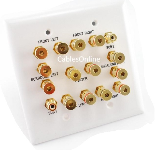 2-Gang 7.2 Surround Sound Distribution Wall Plate w/ RCA