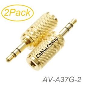 2-Pack 3.5mm Stereo TRS Male Plug to 3.5mm Mono TS Female Jack Audio Adapter