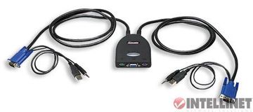 2 Port USB Computers, PS/2 Keyboard & Mouse With Audio KVM w/ Attached Cables