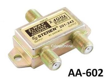 2-Way F-Type 2.4GHz 90dB Power Pass F-Splitter